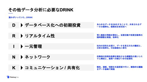 その他データ分析に必要なDRINK